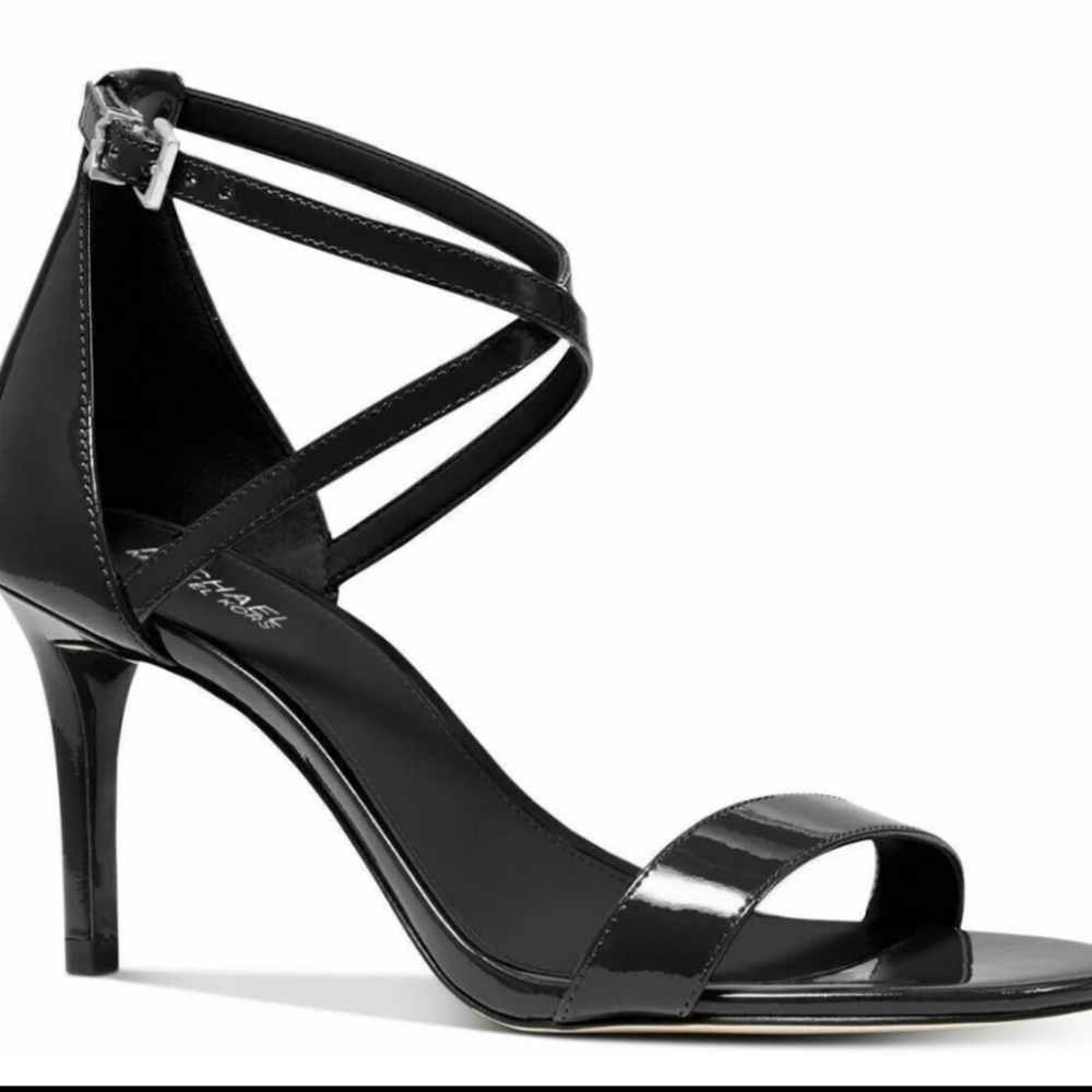 Michael Kors Ava Black Patent Leather Sandals Size 9.5